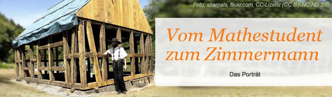 Foto: sharpals, flick.com, CC-Lizenz (CC BY-NC-ND 2.0) Zimmermann vor in Bau befindlicher Holzhütte