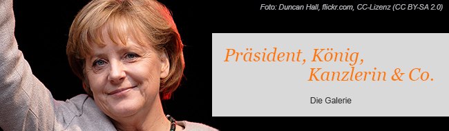 Porträt von Angela Merkel mit Schriftzug "Präsident, König, Kanzlerin & Co."