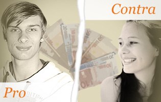 Grafik: Juliane Dorn Porträt von Philipp, darunter Schriftzug "Pro", daneben Porträt von Melanie, darüber Schriftzug "Contra"