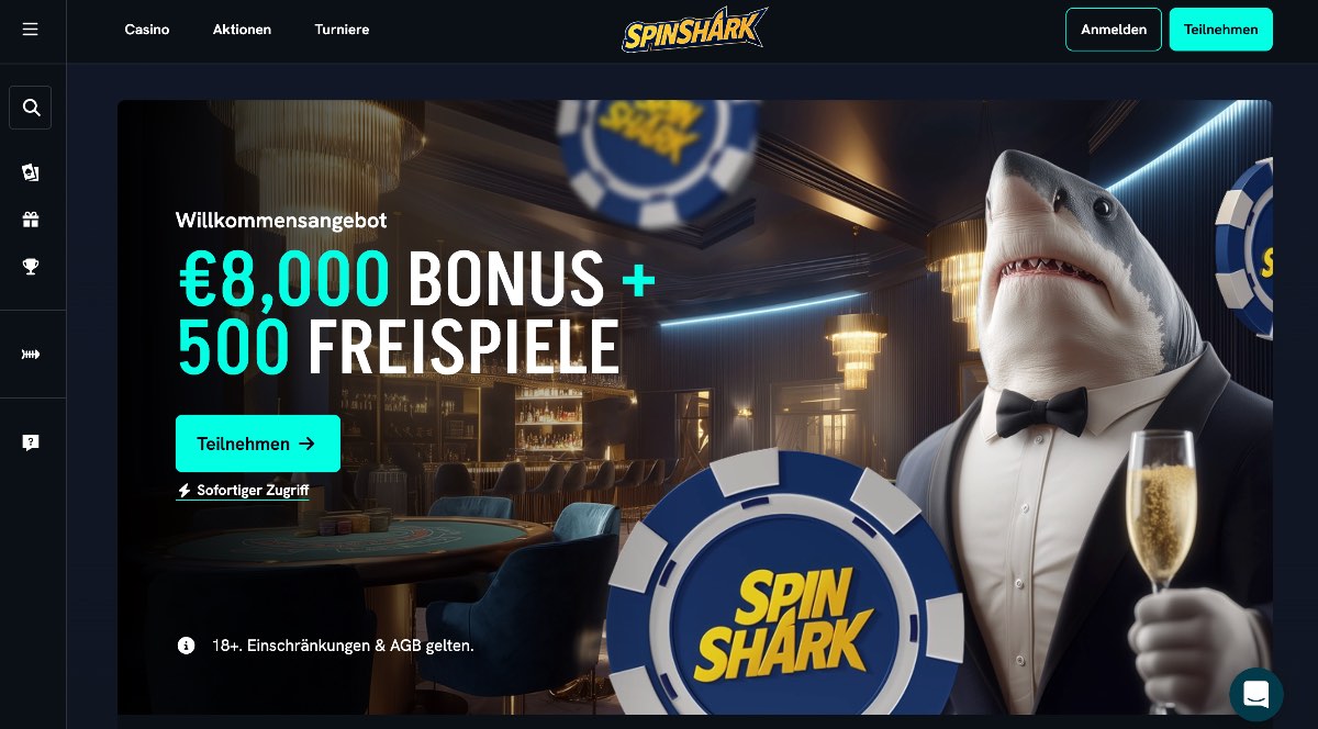 Als eines der Casinos ohne LUGAS besticht Spinshark durch den höchsten prozentualen Startbonus sowie ein spezialisiertes Angebot an modernen Krypto- und spannenden Crash-Games für risikofreudige Spieler.